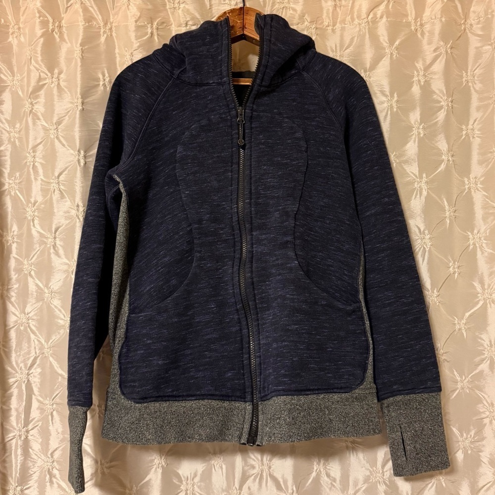 Lululemon Scuba Hoodie Classic Cotton Fleece Sweatshirt Black Blue Zip Jacket